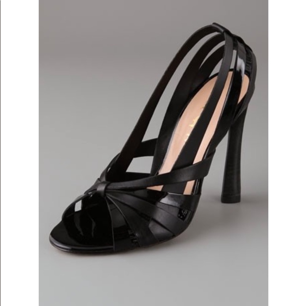 SEXY!!!! L.A.M.B black leather heels!  Size 7